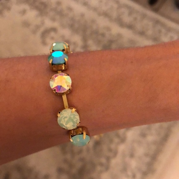 Aqua Aurora Borealis Crystal Bracelet - Picture 9 of 16